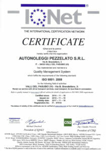 Certificato IQNET ISO 9001